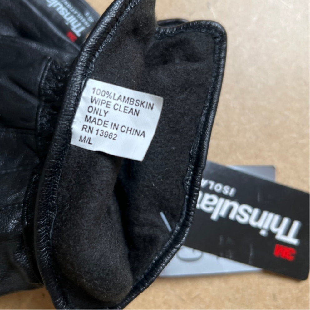 NWT Thinsulate Leather-Driving Gloves Size M/L