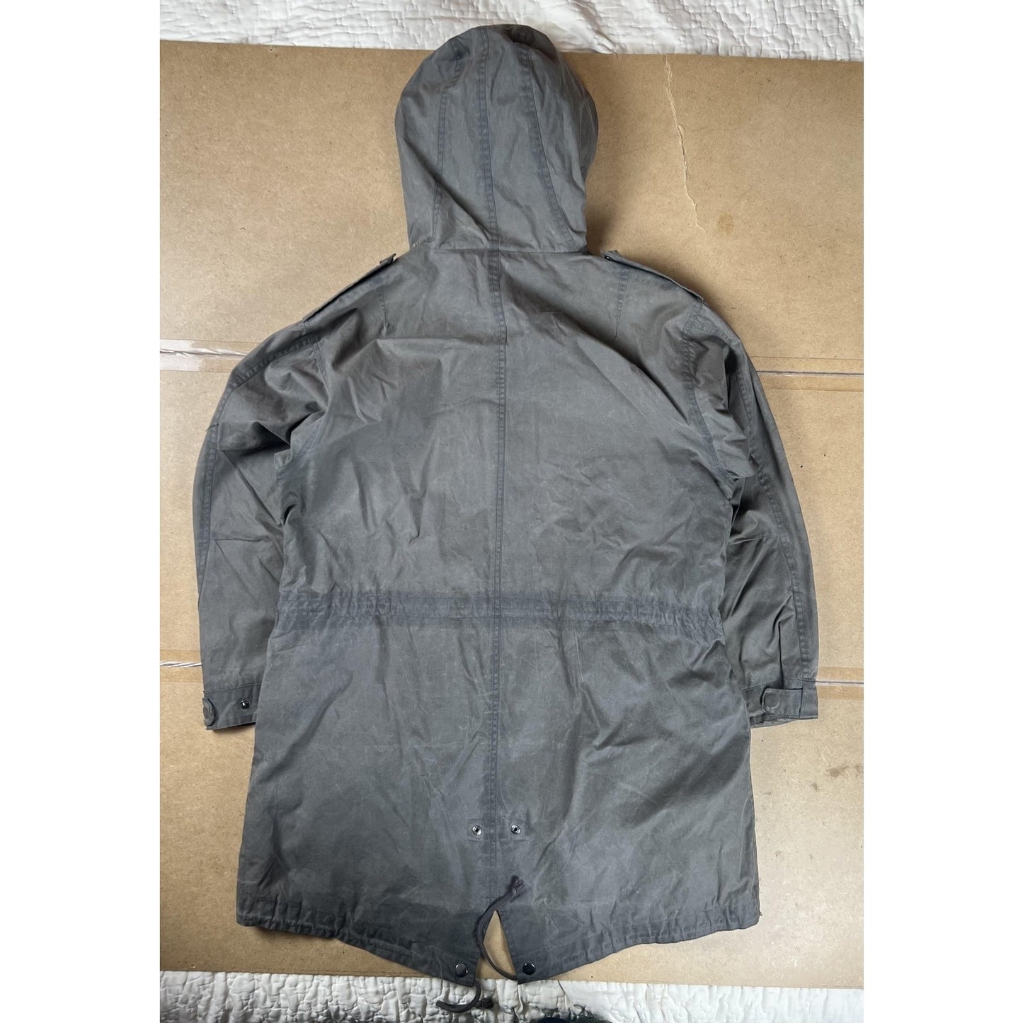 Steven Alan Hooded Parka Jacket Medium Gray Canvas Cotton Zip External Pockets