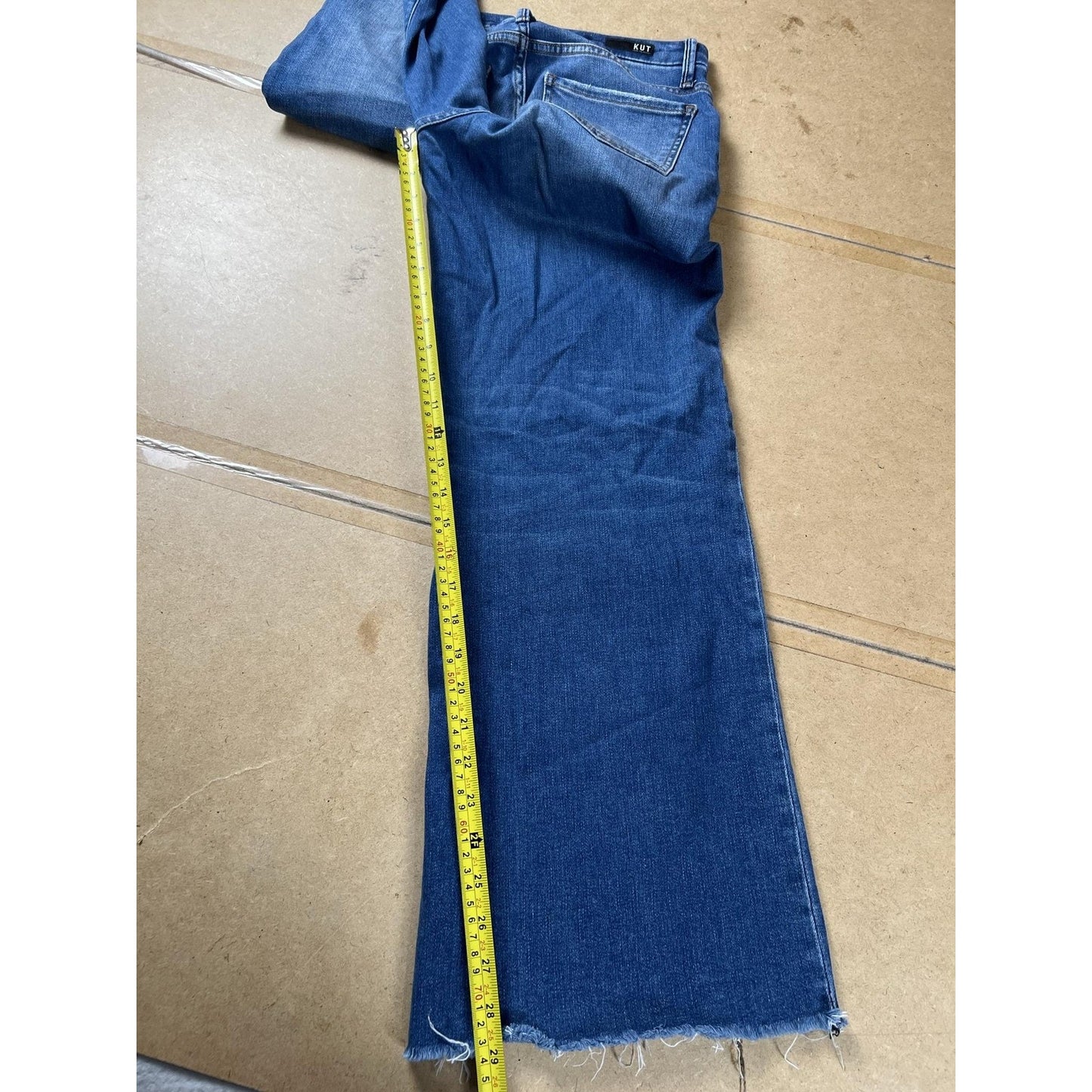KUT From The Kloth Pants Womens 4L Blue Cropped Denim Stretch Pockets Zip