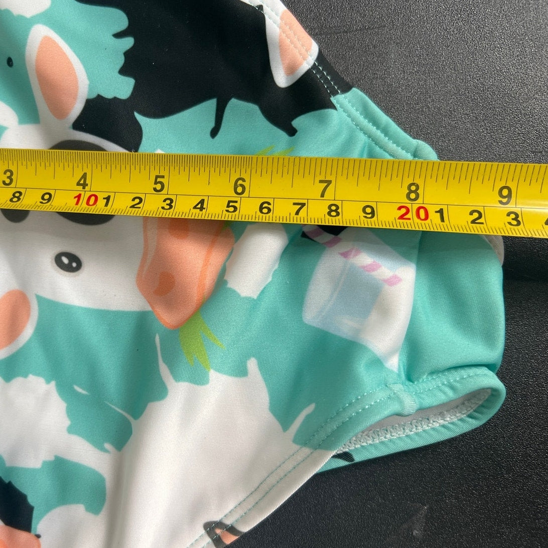 Patty Sandy Cow AOP Teal Swim Bottoms Girls Size 12