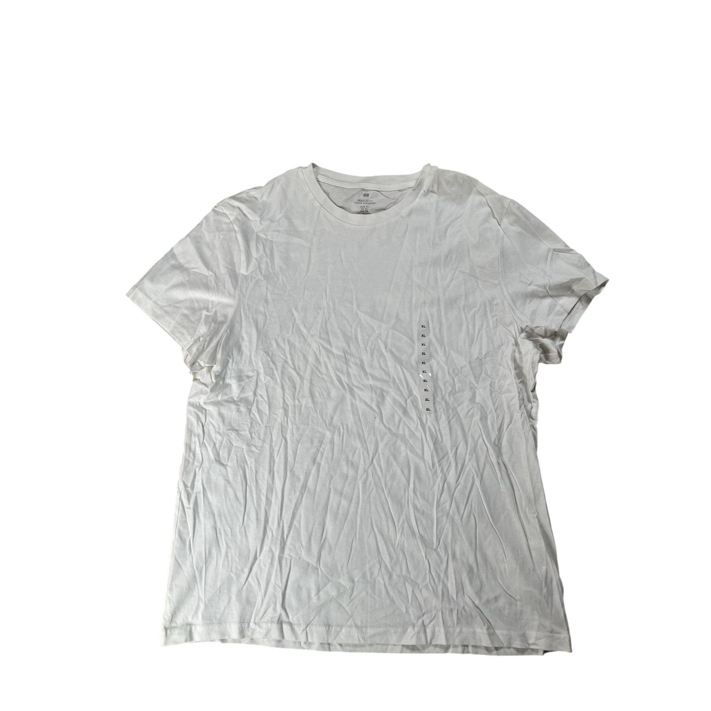 H&M Shirt Mens XL White Cotton Crew Neck Tagless Basic Jersey Summer Lightweight