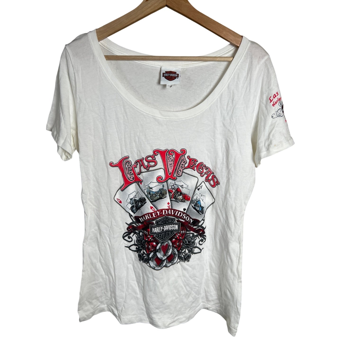 Harley Davidson XL Las Vegas Poker Fitted Women T-shirt