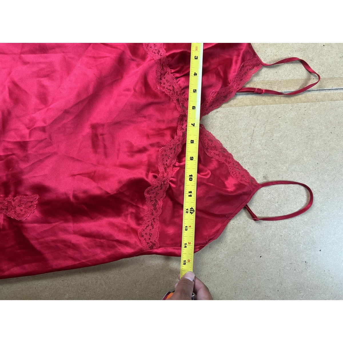 Victoria's Secret Chemise Womens S Red Satin Lace Trim Nightgown Lingerie