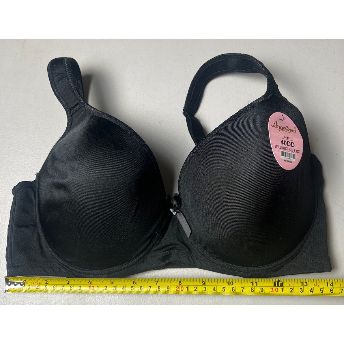 Angelina Underseam Adjustable Black Bra NWT 40DD