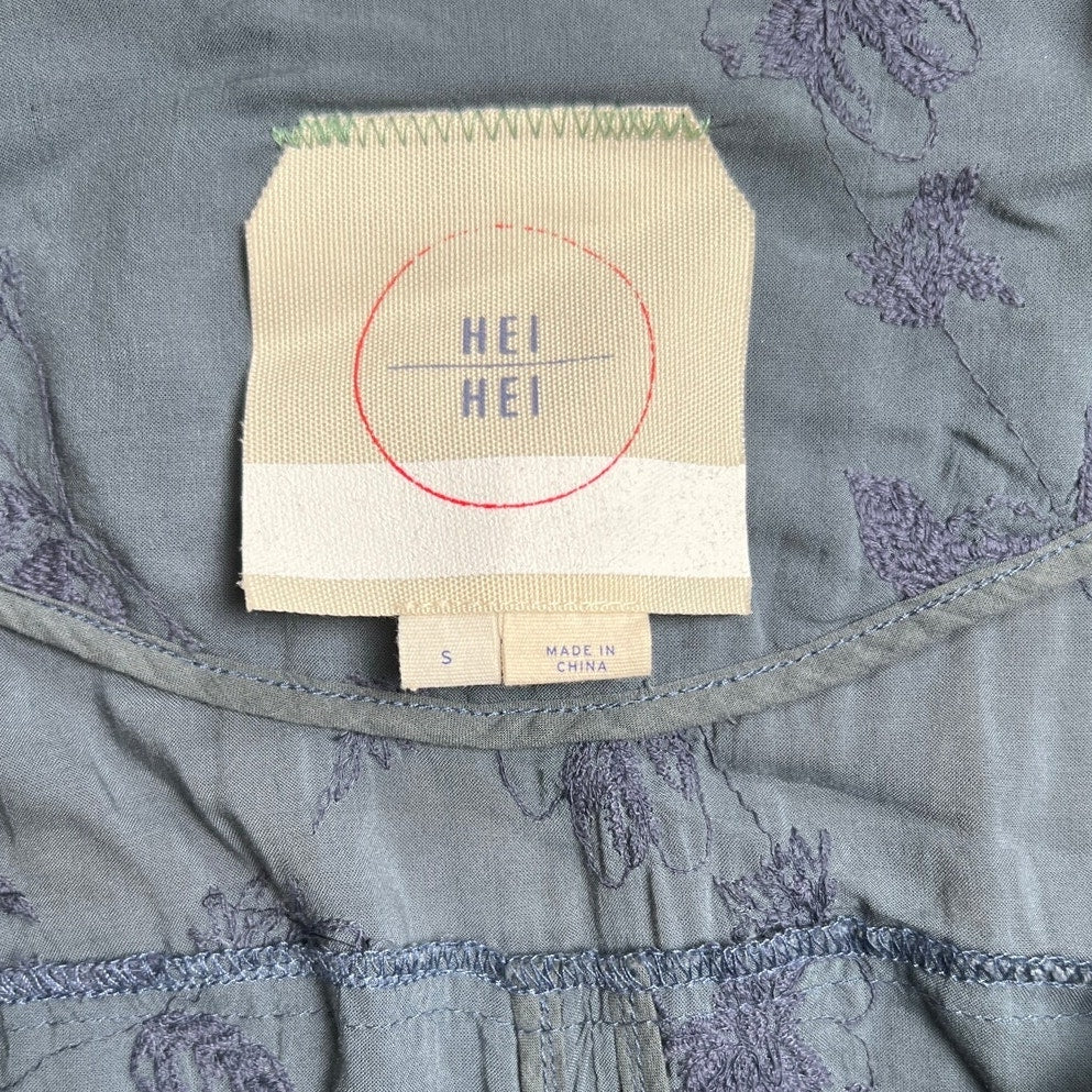 Hei Hei Embroidered Periwinkle Blue Draped Cardigan Spring Jacket Kimono Small