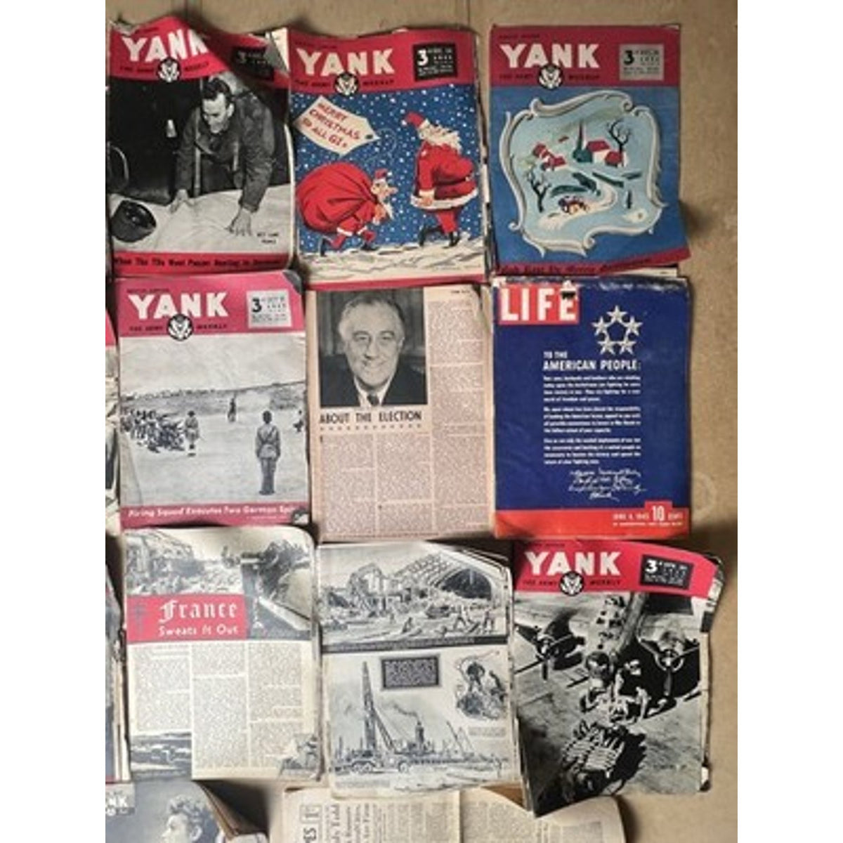 YANK The Army Weekly Magazines Lot WWII Red Black White Original Made In USA