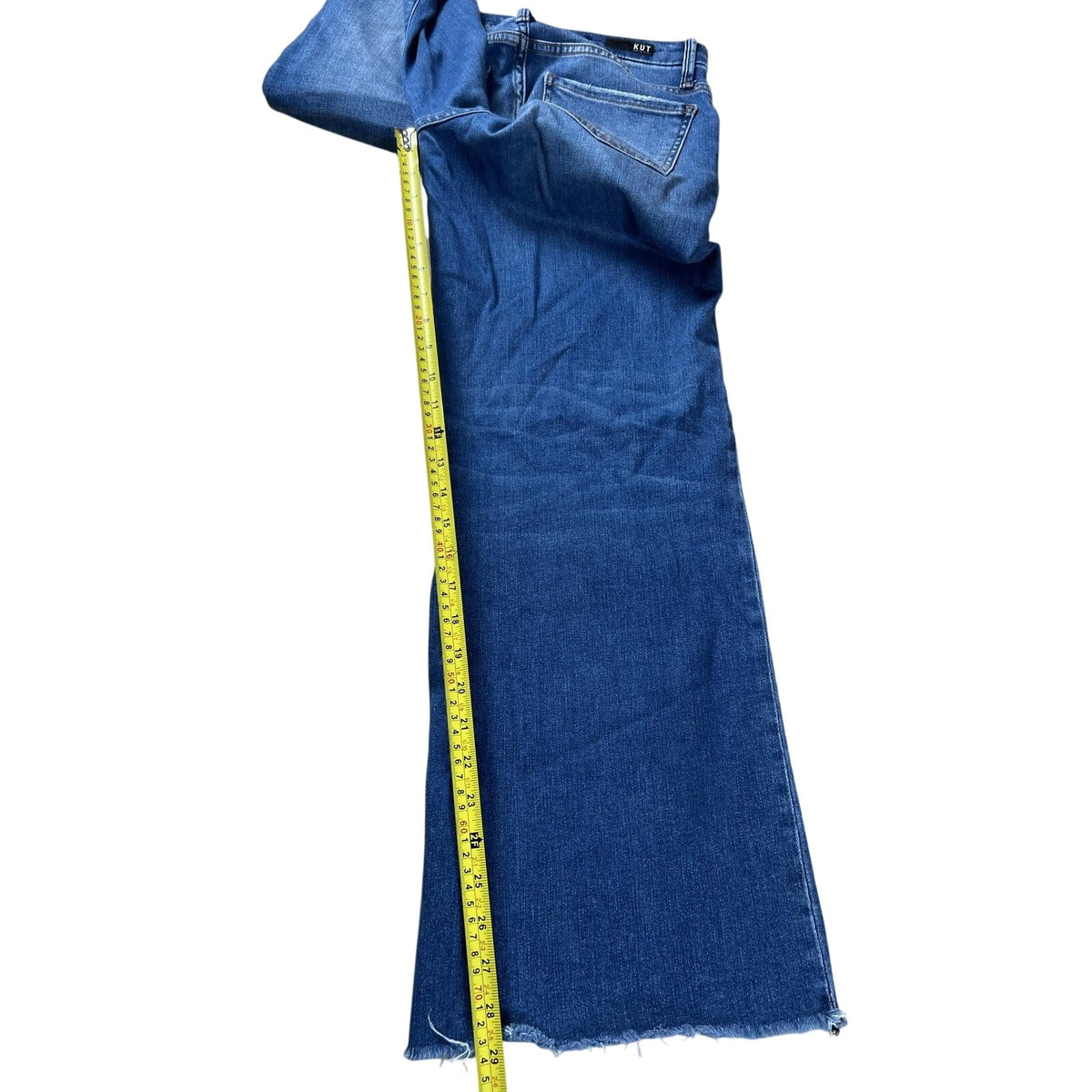 KUT From The Kloth Pants Women's 4L Blue Cropped Denim Stretch Pockets Zip