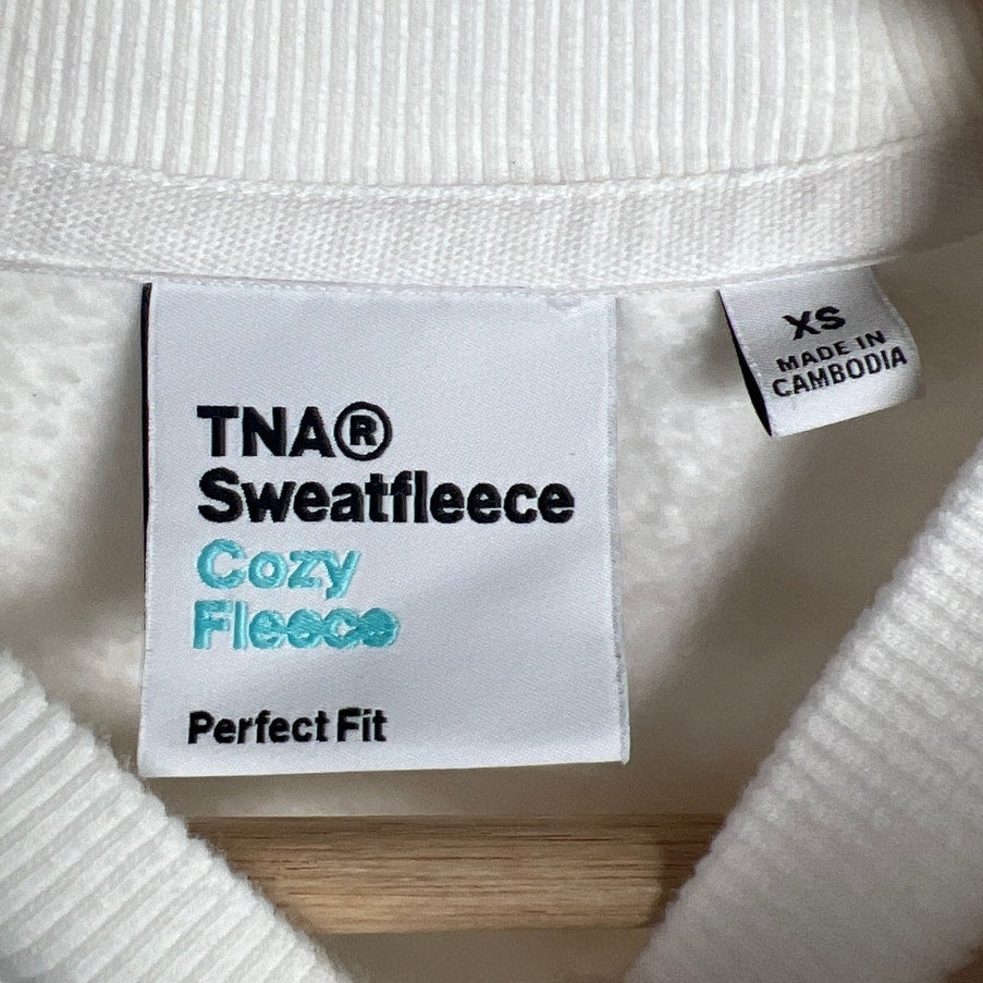 Aritzia TNA Sweatfleece Cozy XS Honey White Crewneck Pullover