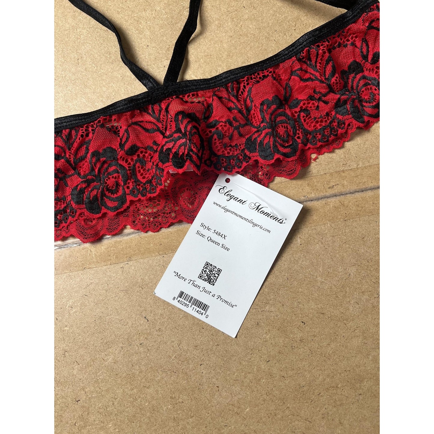 Elegant Moments Top Womens Queen Size Red Halter Sheer Lace Bow Ruffle