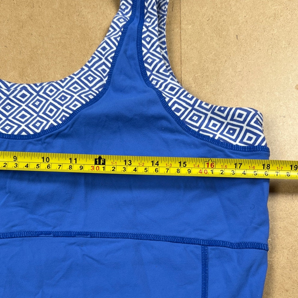 EUC Lucy Activewear Tech Blue White Sleeveless Athletic Tank Top Size XL