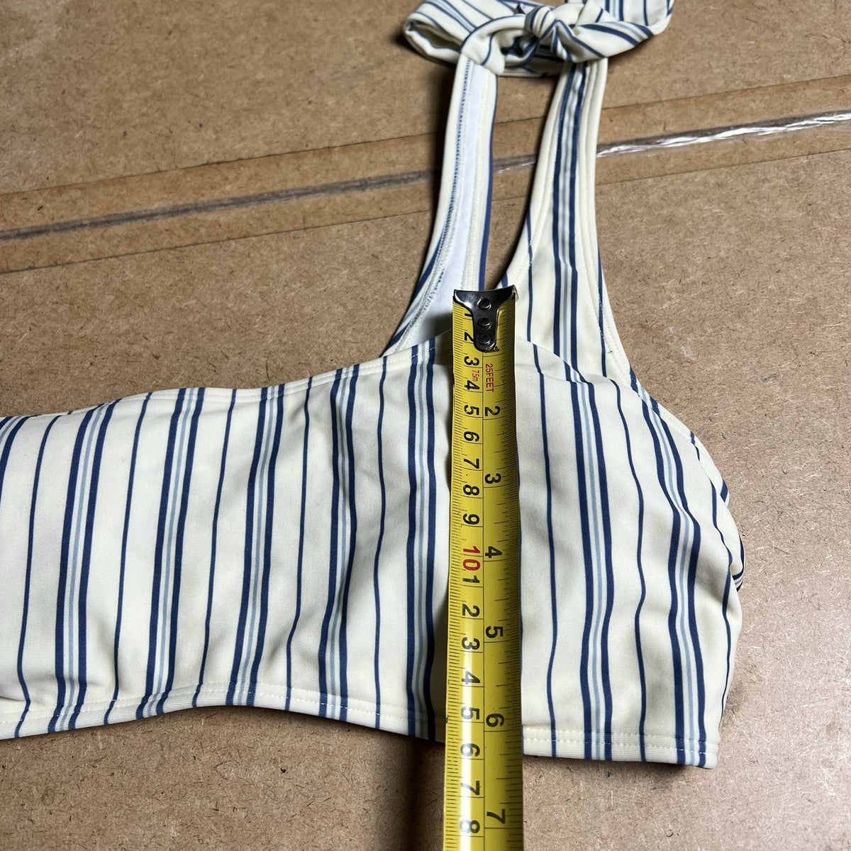 Abercrombie & Fitch Swim Top Womens M White Striped One Shoulder Lined Bikini