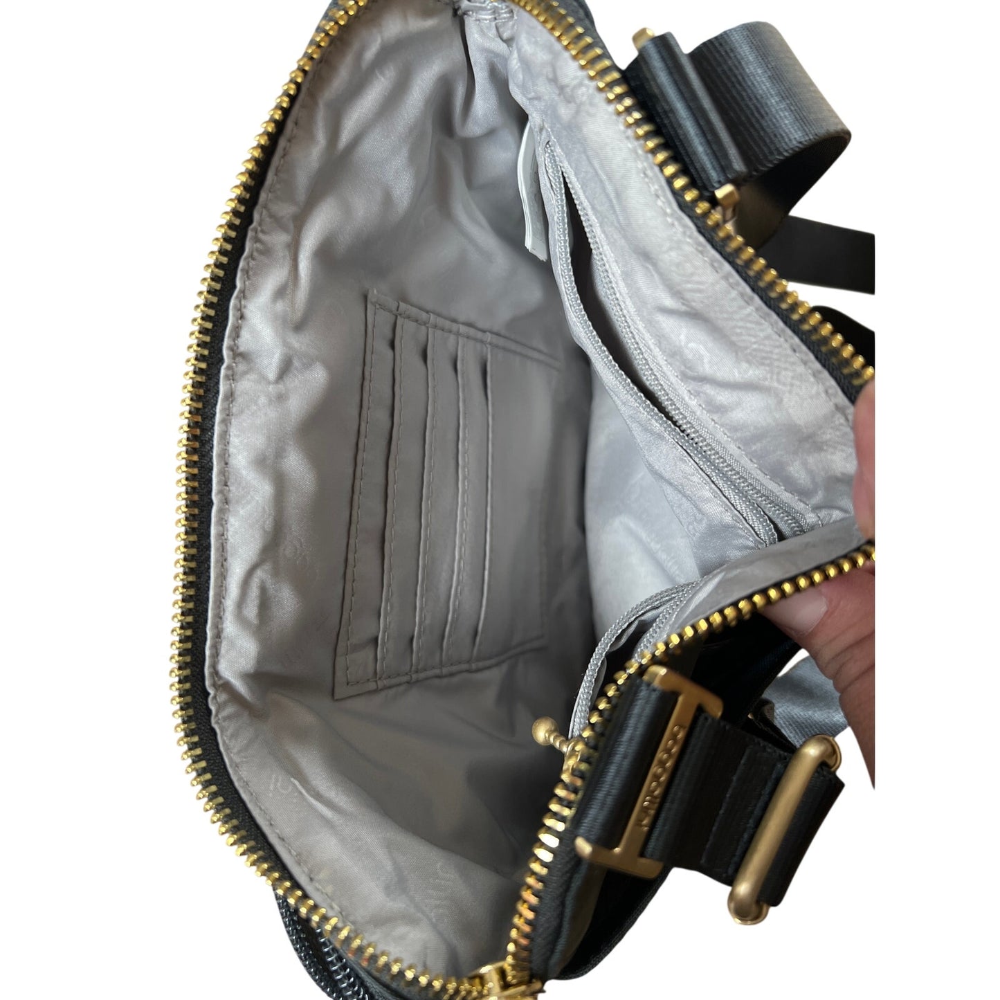 Baggallini Womens Crossbody Bag Black Turnlock Flap Adjustable Strap Nylon
