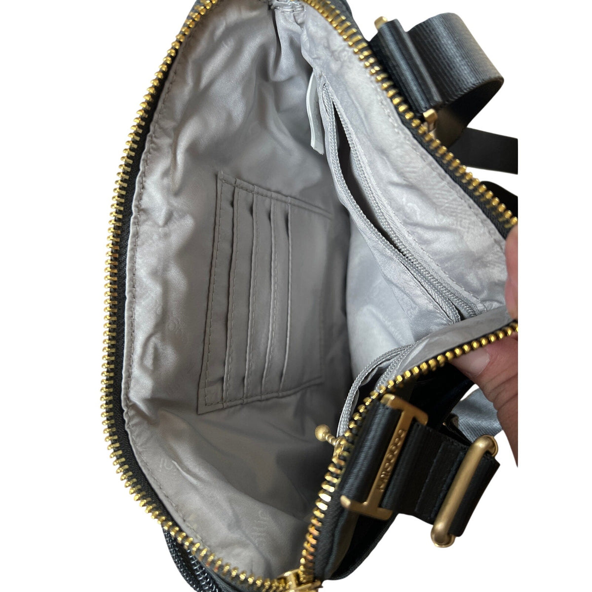 Baggallini Womens Crossbody Bag Black Turnlock Flap Adjustable Strap Nylon