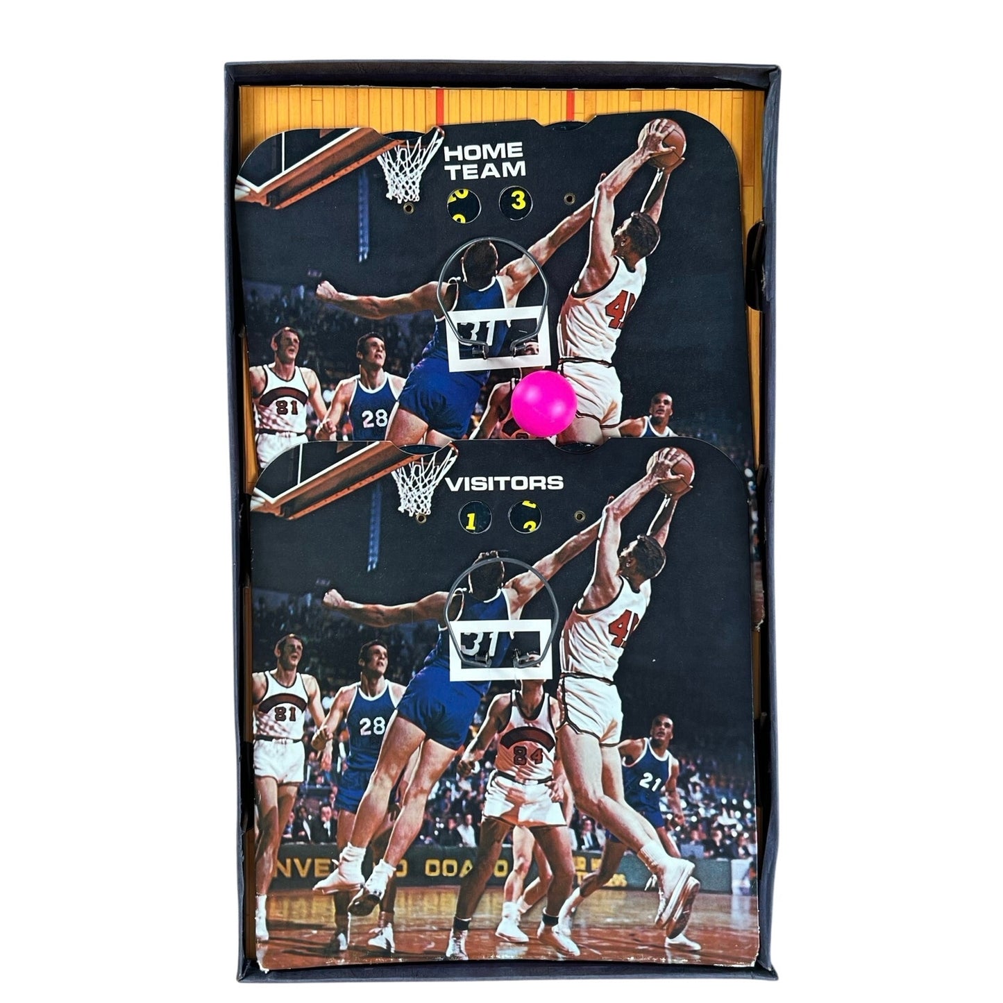 Bas-Ket Tabletop Basketball Game Cardboard Backboard Pink Ball Included