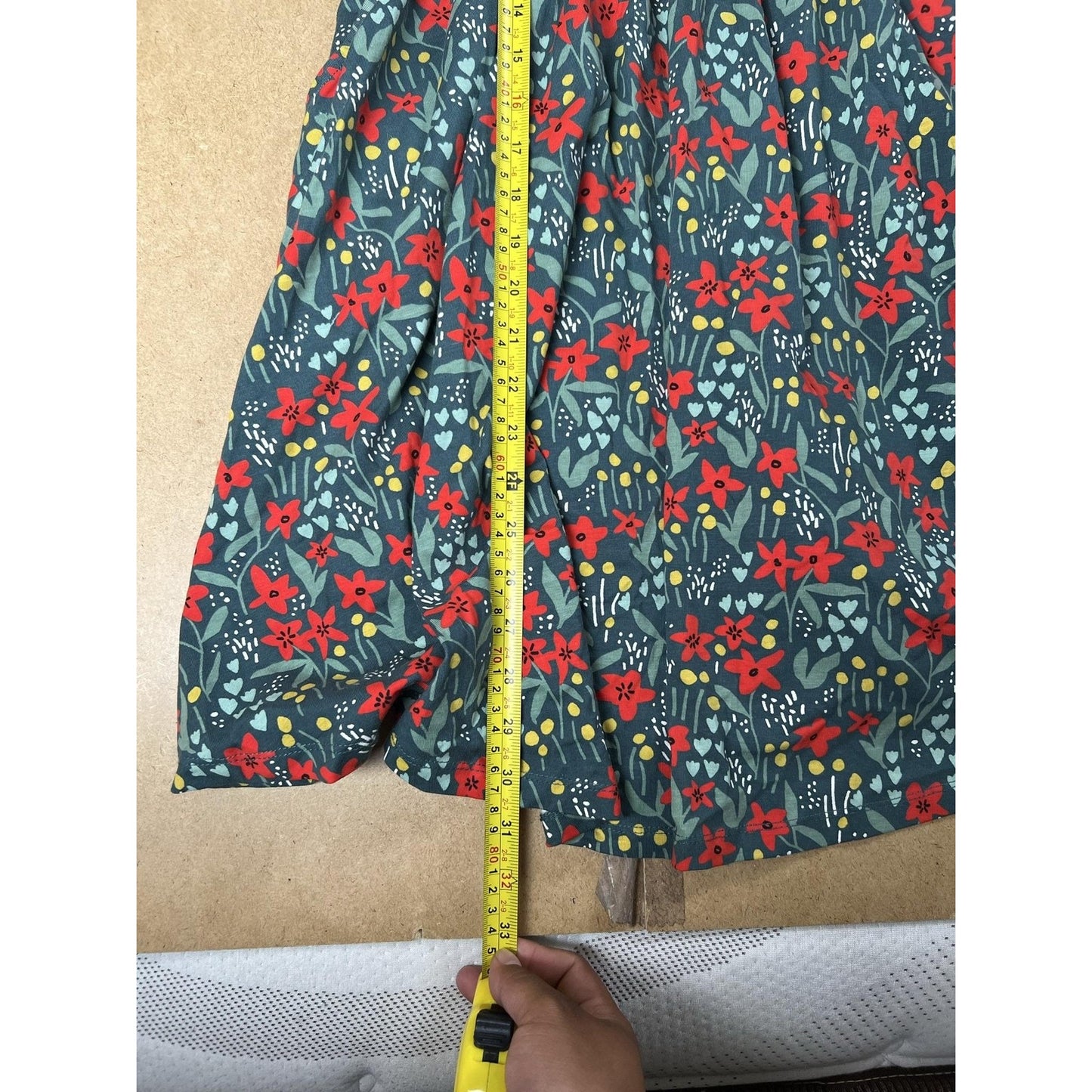 Hanna Andersson Dress Girls 10 Green Floral Fit & Flare Long Sleeve Jersey