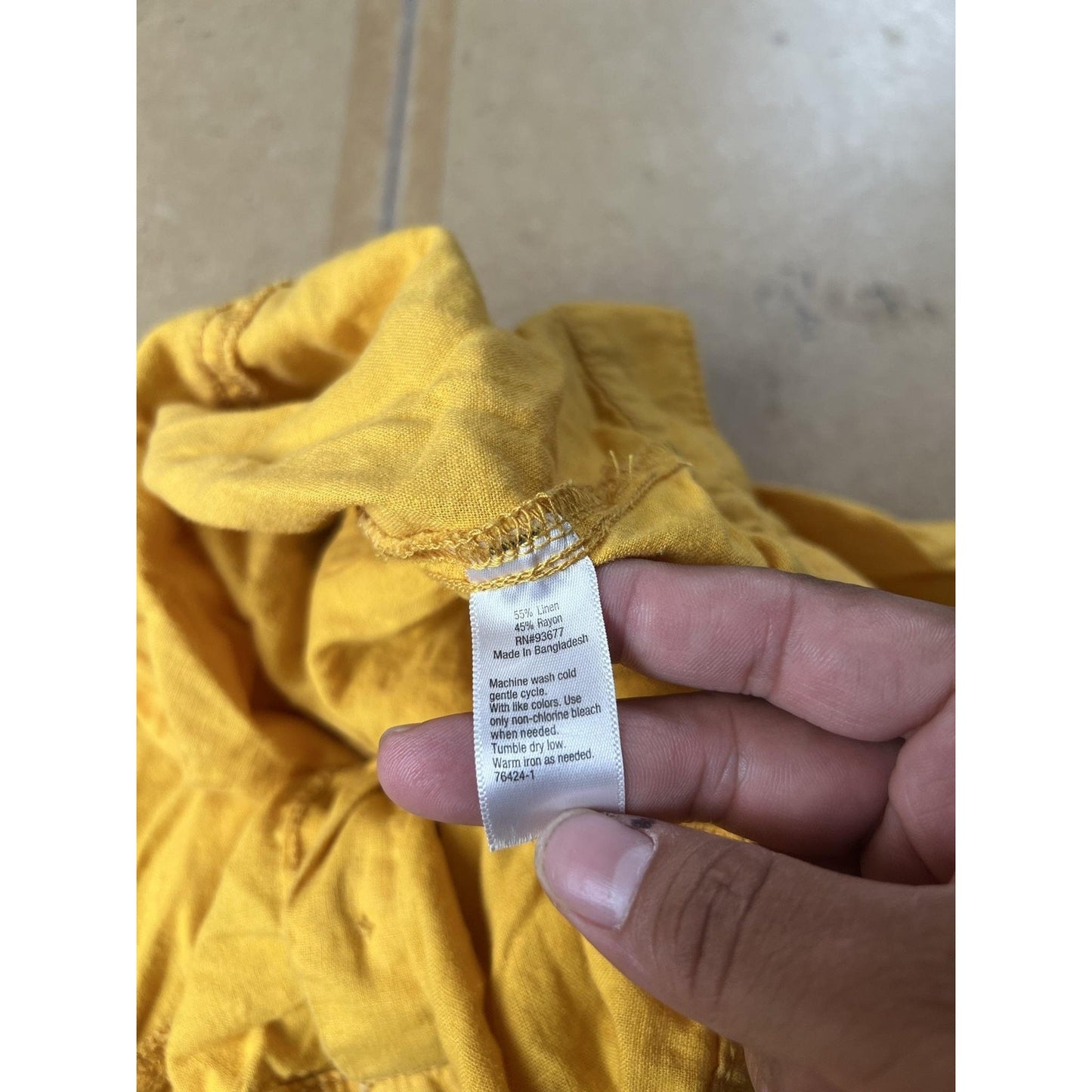 A.n.a Skirt Womens 18 Yellow A-Line Button Pockets Chambray Linen Rayon