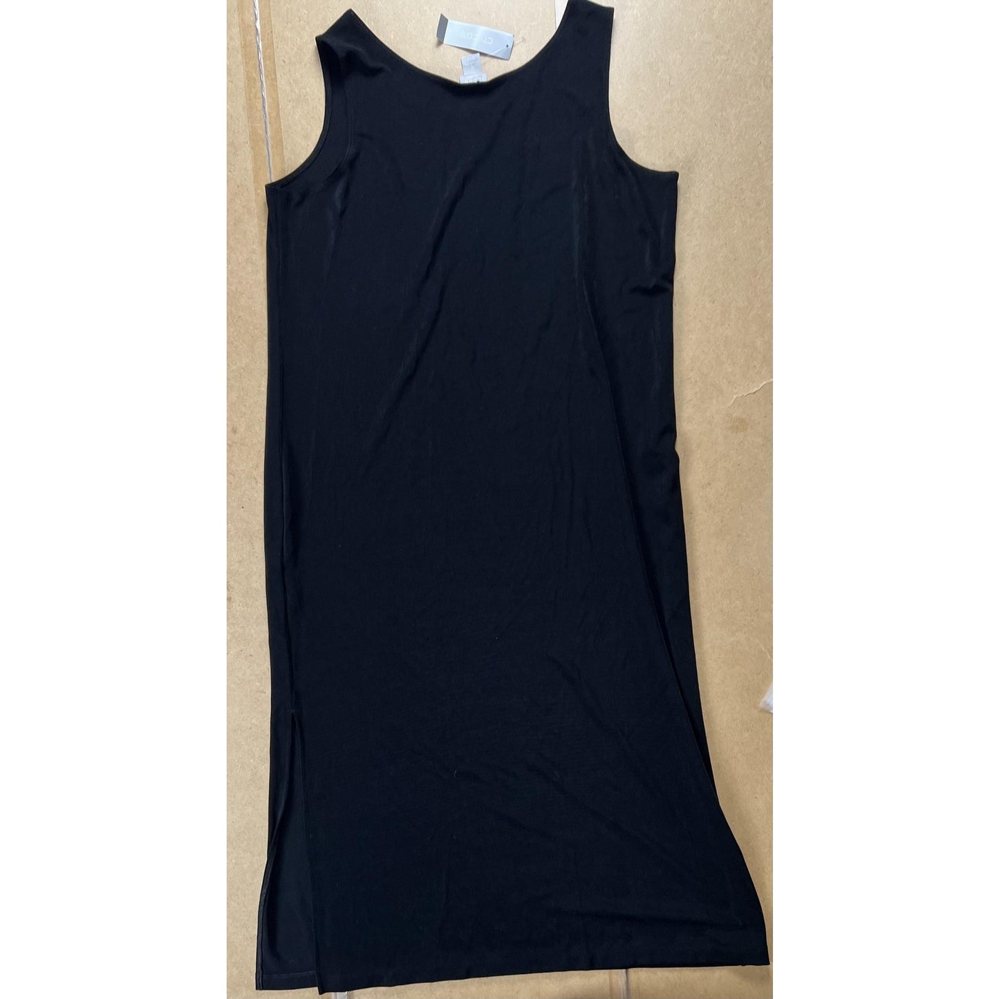 Chico's Tank Dress Womens 3 Black Maxi Travel Stretch Jersey Rayon Spandex