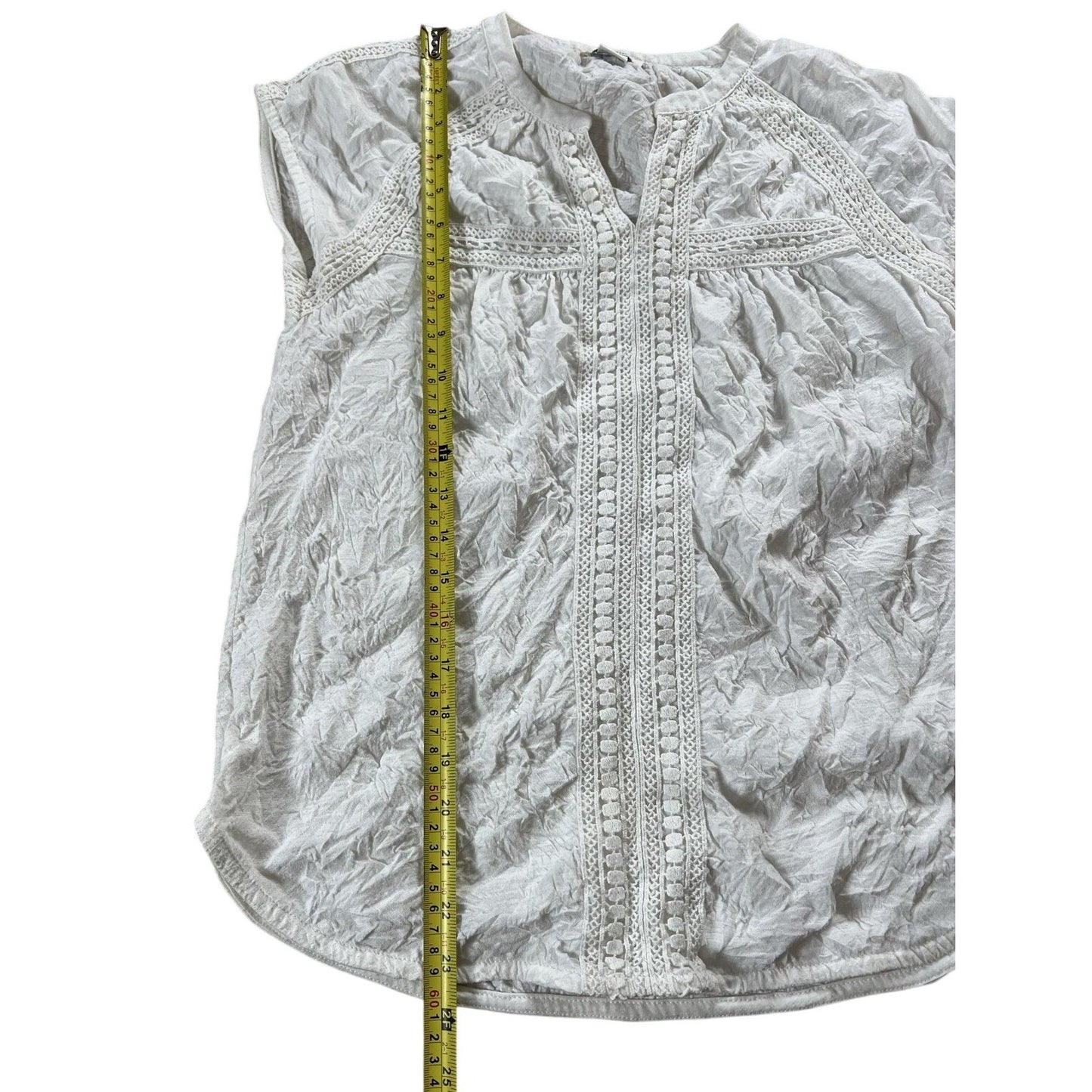 Sundance Tunic Womens XS White Crochet Cap Sleeve Round Neck Lightweight Boho