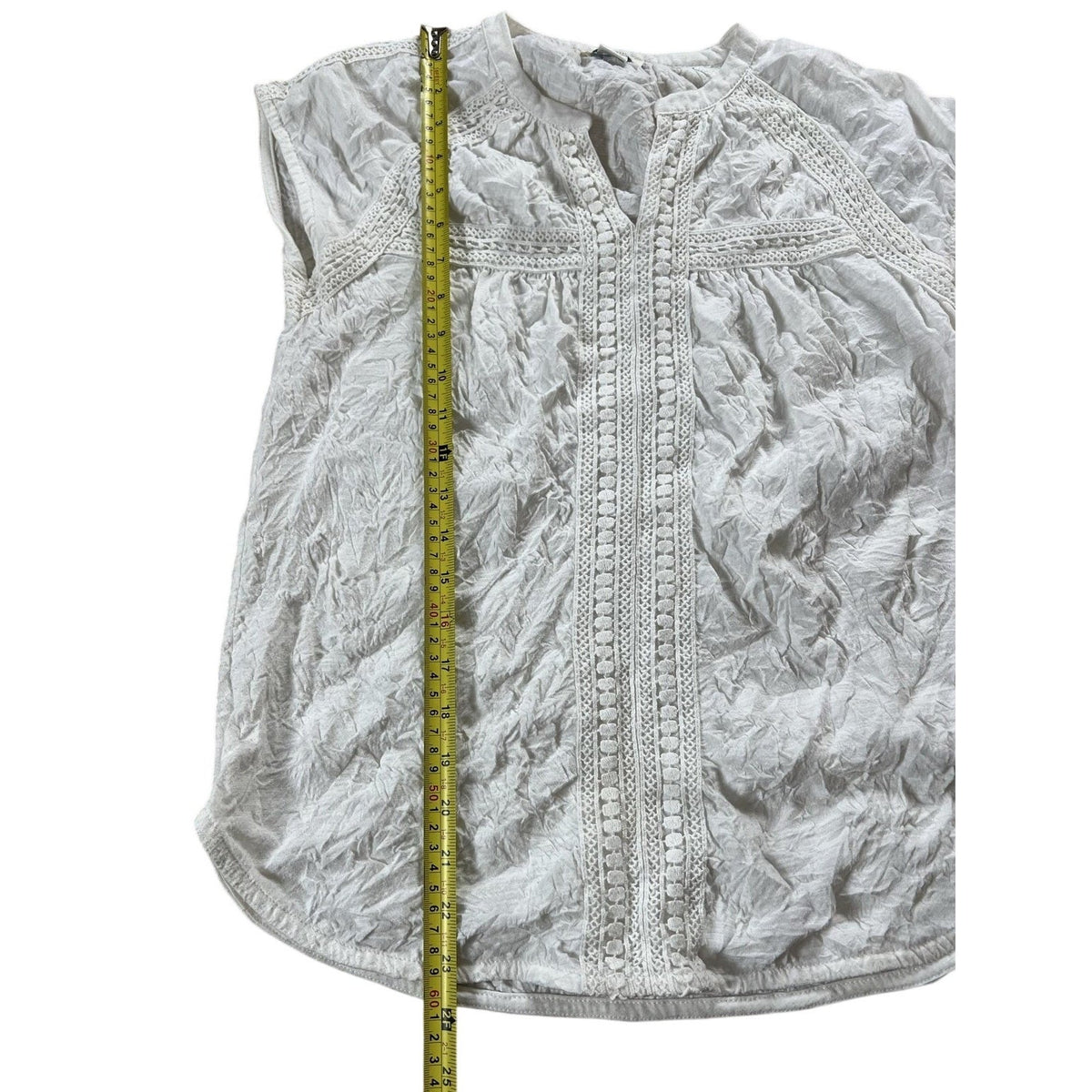 Sundance Tunic Womens XS White Crochet Cap Sleeve Round Neck Lightweight Boho