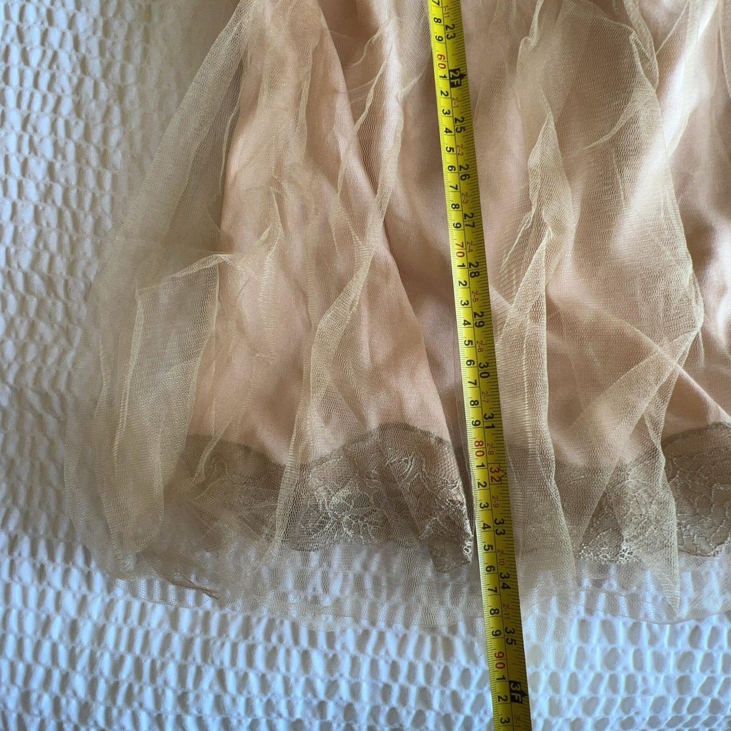 Rodarte Slip Dress Womens M Beige Tulle Sweetheart Lace Bow Lined Party Cocktail