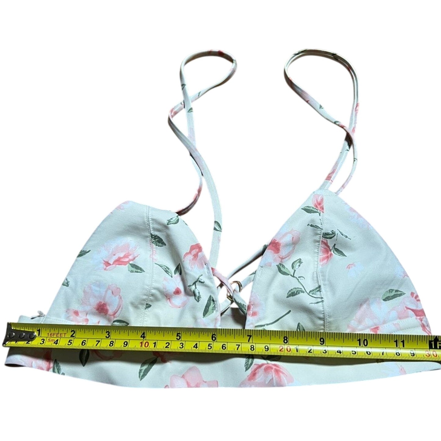 Pink by Victoria's Secret Bonded XS Floral Blue Strappy Back Triangle Bralette