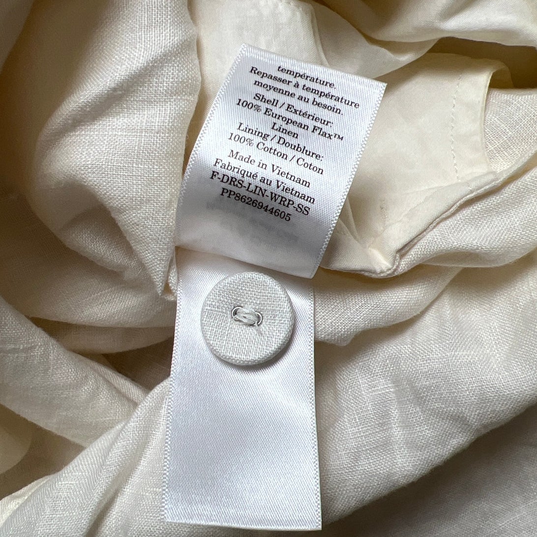 Everlane Cream Linen Midi Wrap Dress Size S