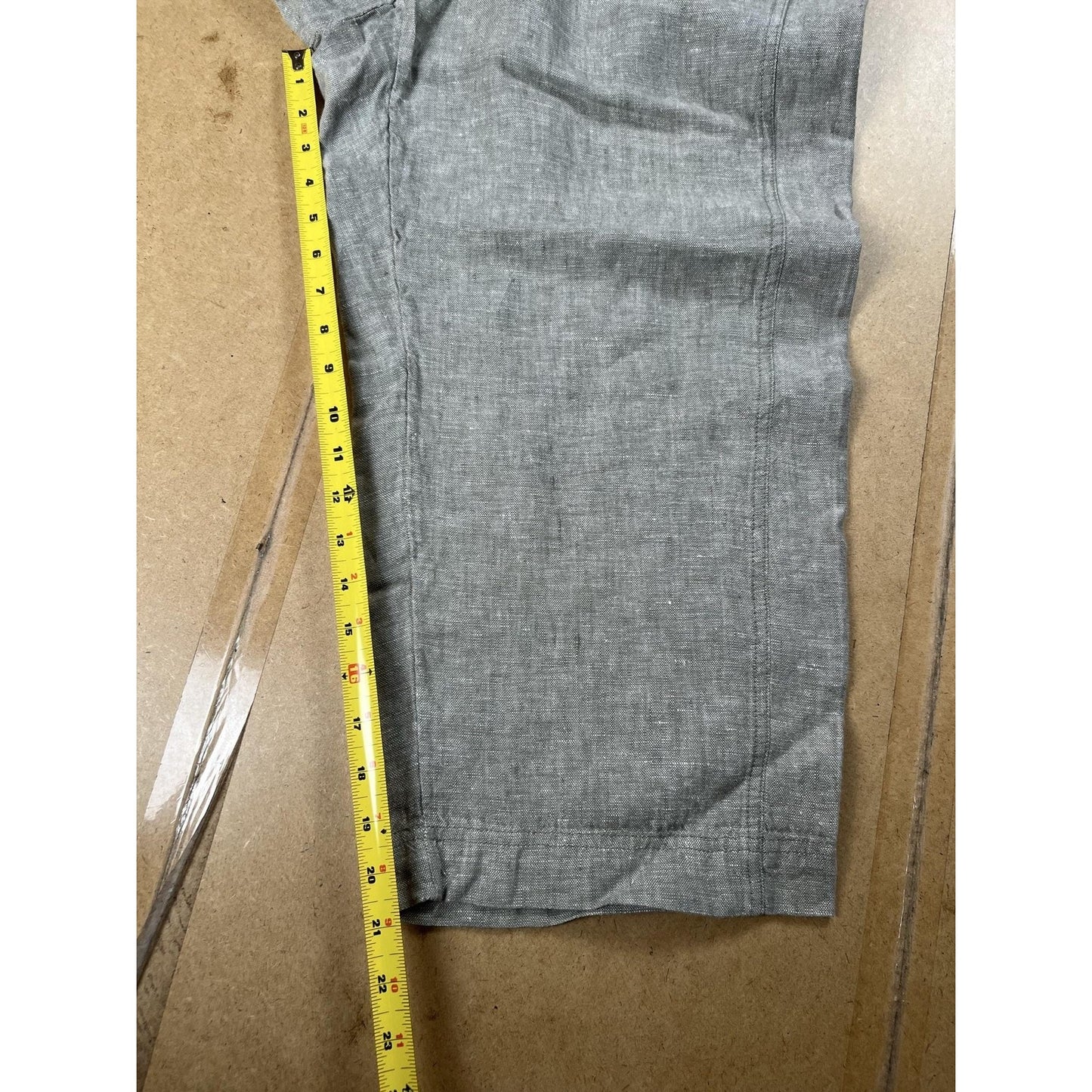 Pure Jill Pants Womens S Petite Gray Chambray Capri Elastic Waist Linen