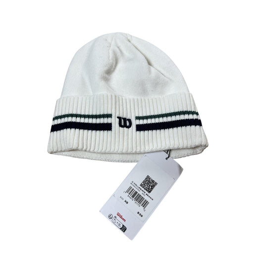 Wilson U Collegiate Beanie Womens XS White Striped Knit Lined Logo Winter