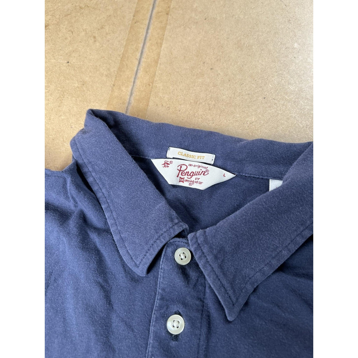 Original Penguin Polo Shirt Mens L Blue Classic Fit Cotton Pocket Collared