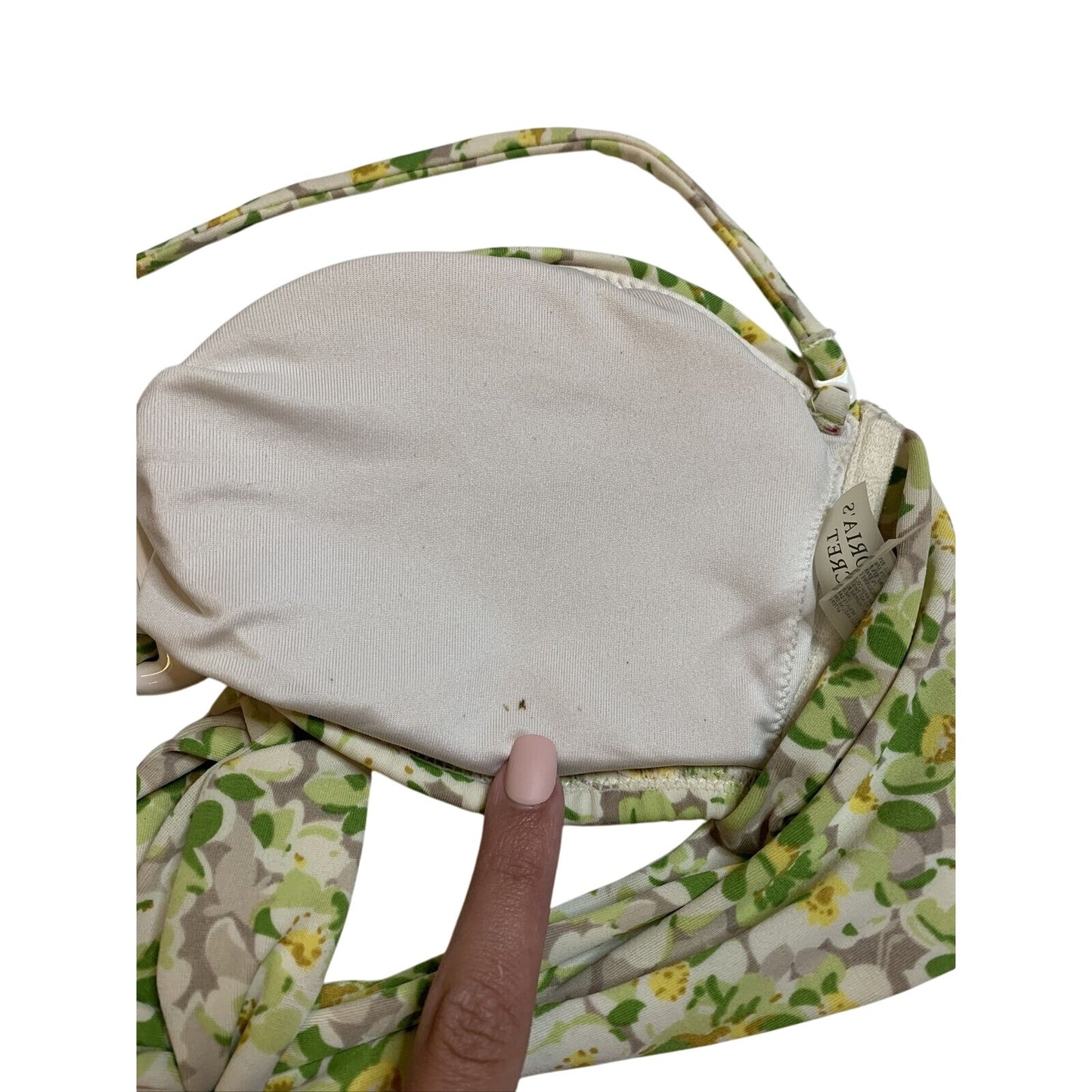 Victoria's Victoria Secret Bikini Green Yellow Flower Bikini Top Size Small S