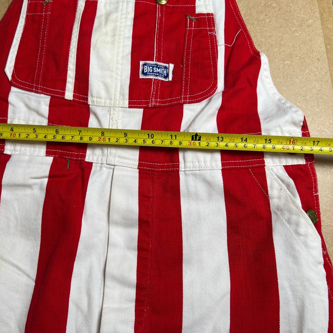 Vintage 1960’s w34 “Big Smith” Red x White Stripe Mod Denim Overalls