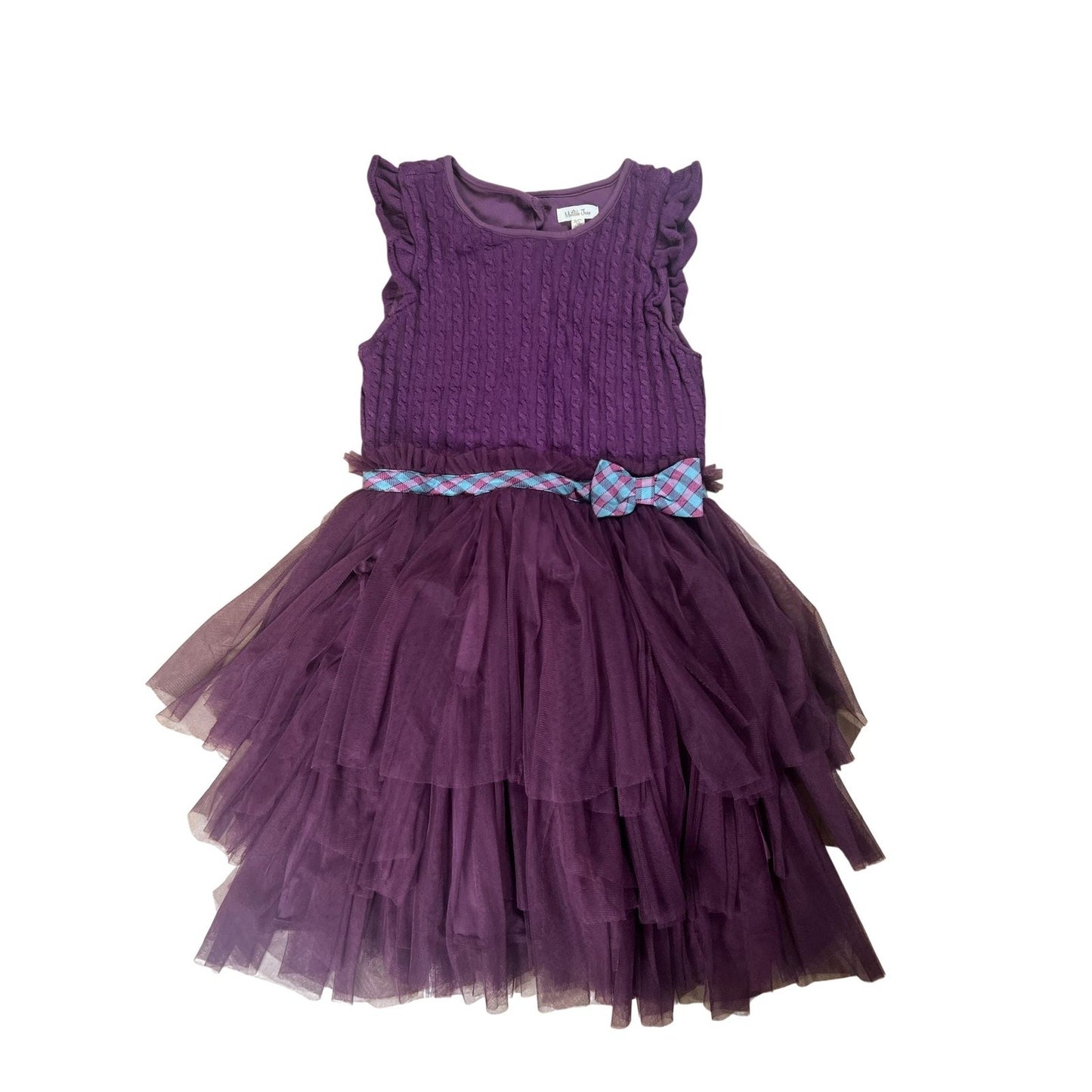 Matilda Jane Dress Girls 12 Purple Tutu Dress Midi Tulle Bow Belted Party