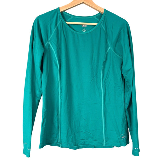 REI Women's Size Medium Long Sleeve Green Swiftland High-Low-Hem