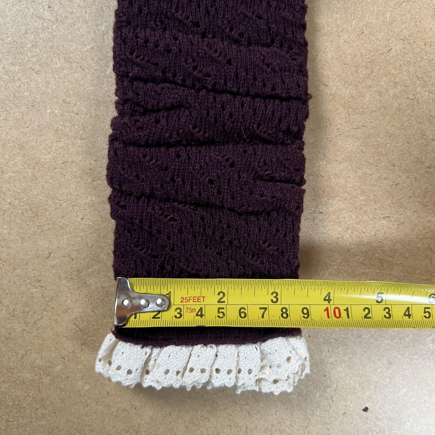 MeMoi Socks Womens One Size Purple Over The Knee Knitted Lace Trim Knee Highs