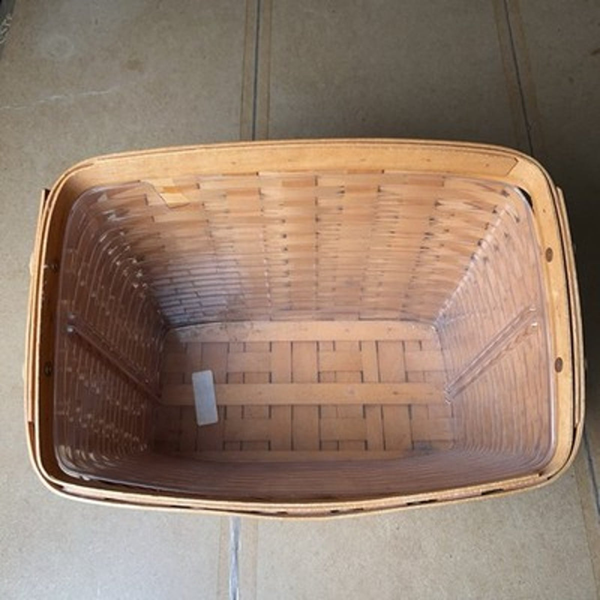 Longaberger Baskets Storage Basket Beige Medium Handle Rustic Made In USA