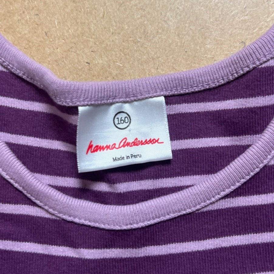 Hanna Andersson Girls Purple Striped Long Sleeve Play Dress Size 14