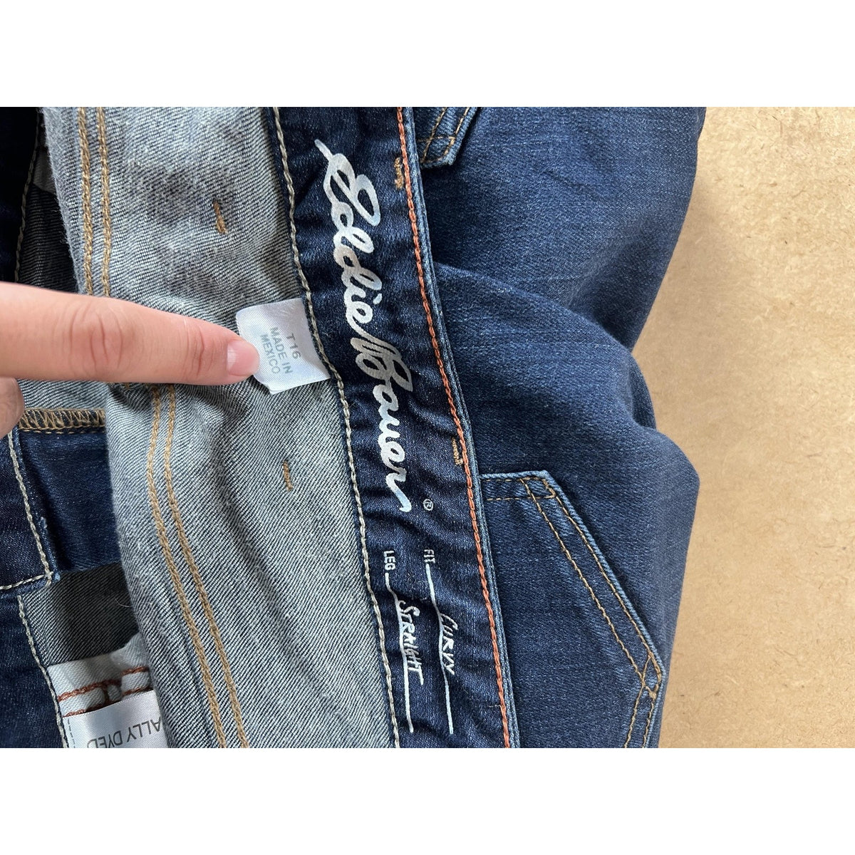 Eddie Bauer Pants Teens 16 Blue Denim Cotton Blend Straight Ankle Pockets