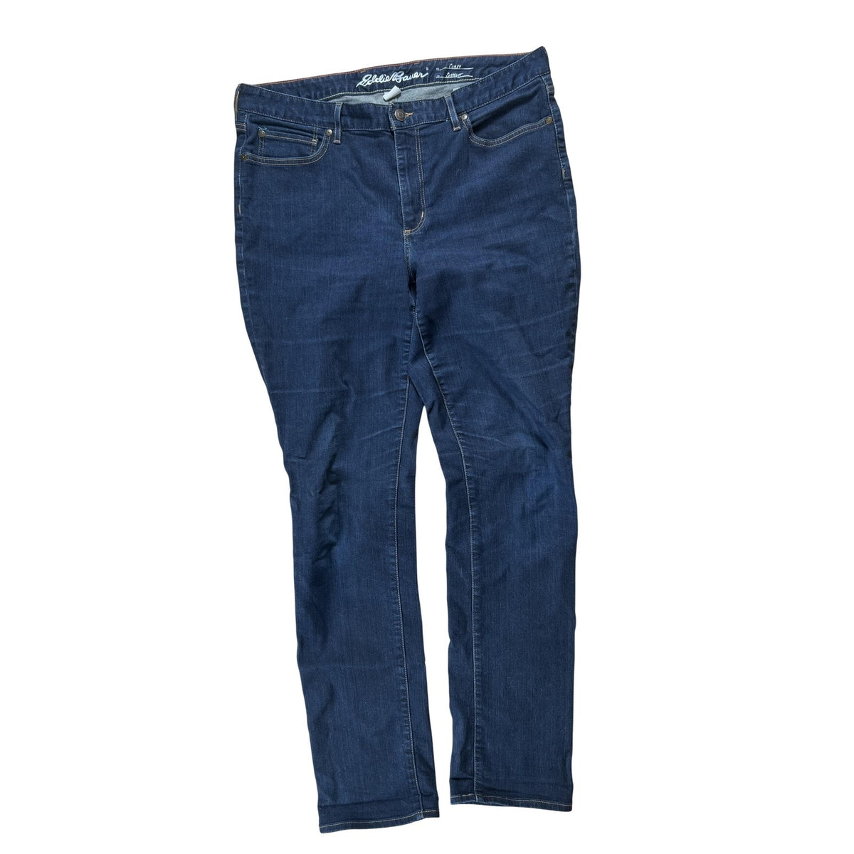 Eddie Bauer Pants Teens 16 Blue Denim Cotton Blend Straight Ankle Pockets