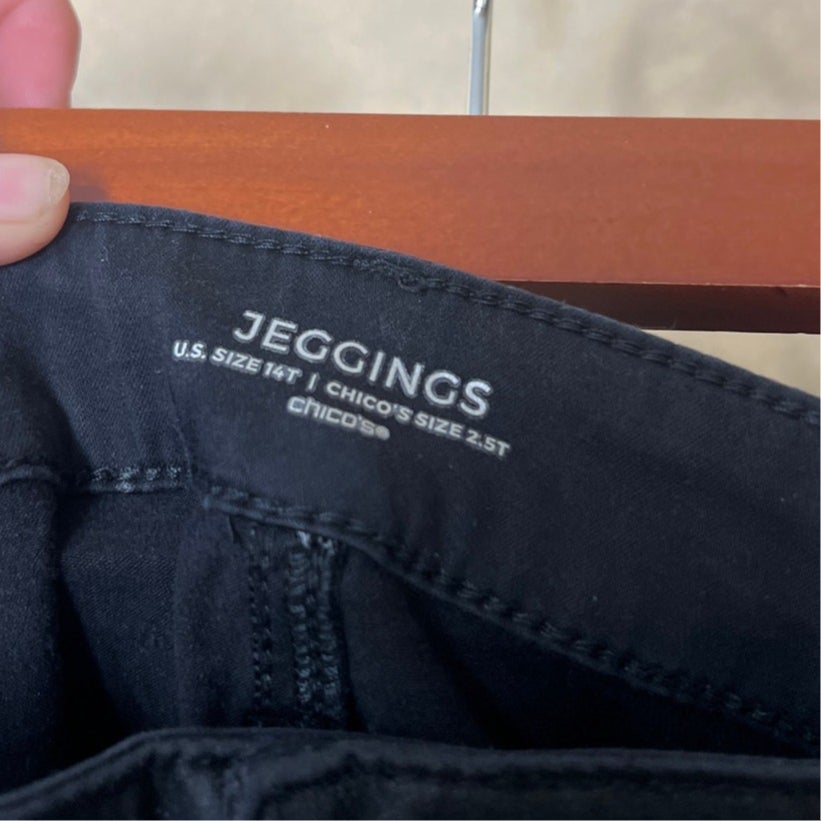 Chicos Black Faux Leather Replica Jeggings Women's Size 14T