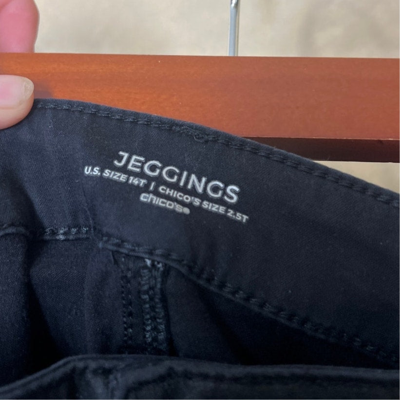 Chicos Black Faux Leather Replica Jeggings Women's Size 14T