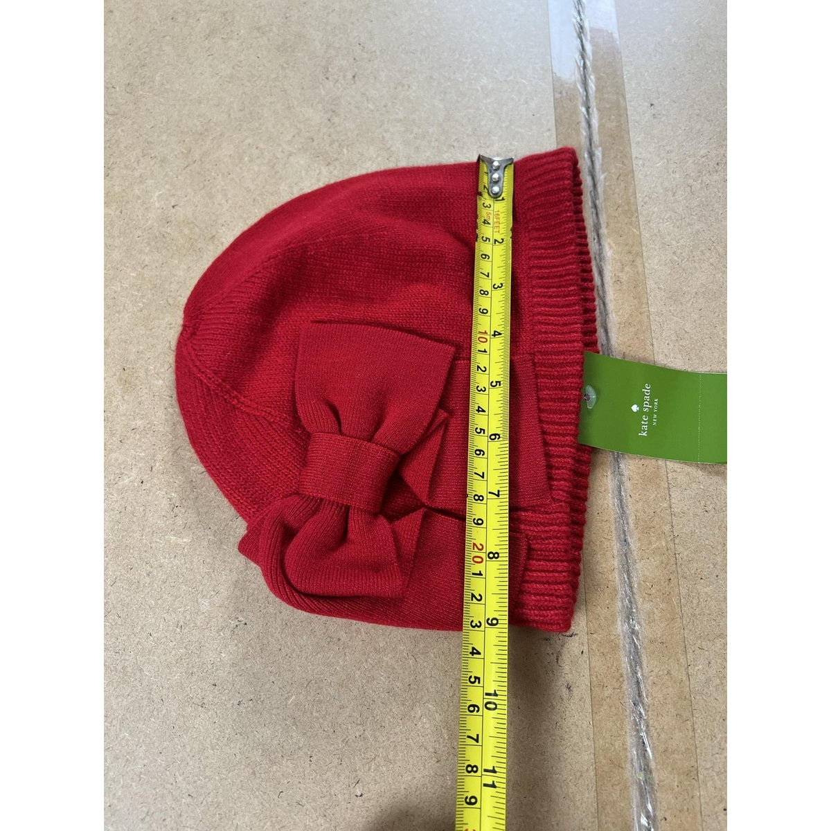 Kate Spade New York Beanie Womens One Size Red Acrylic Knit Dorothy Bow