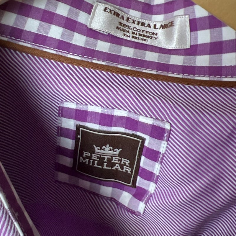 Peter Millar XL 100% Cotton Purple Button up