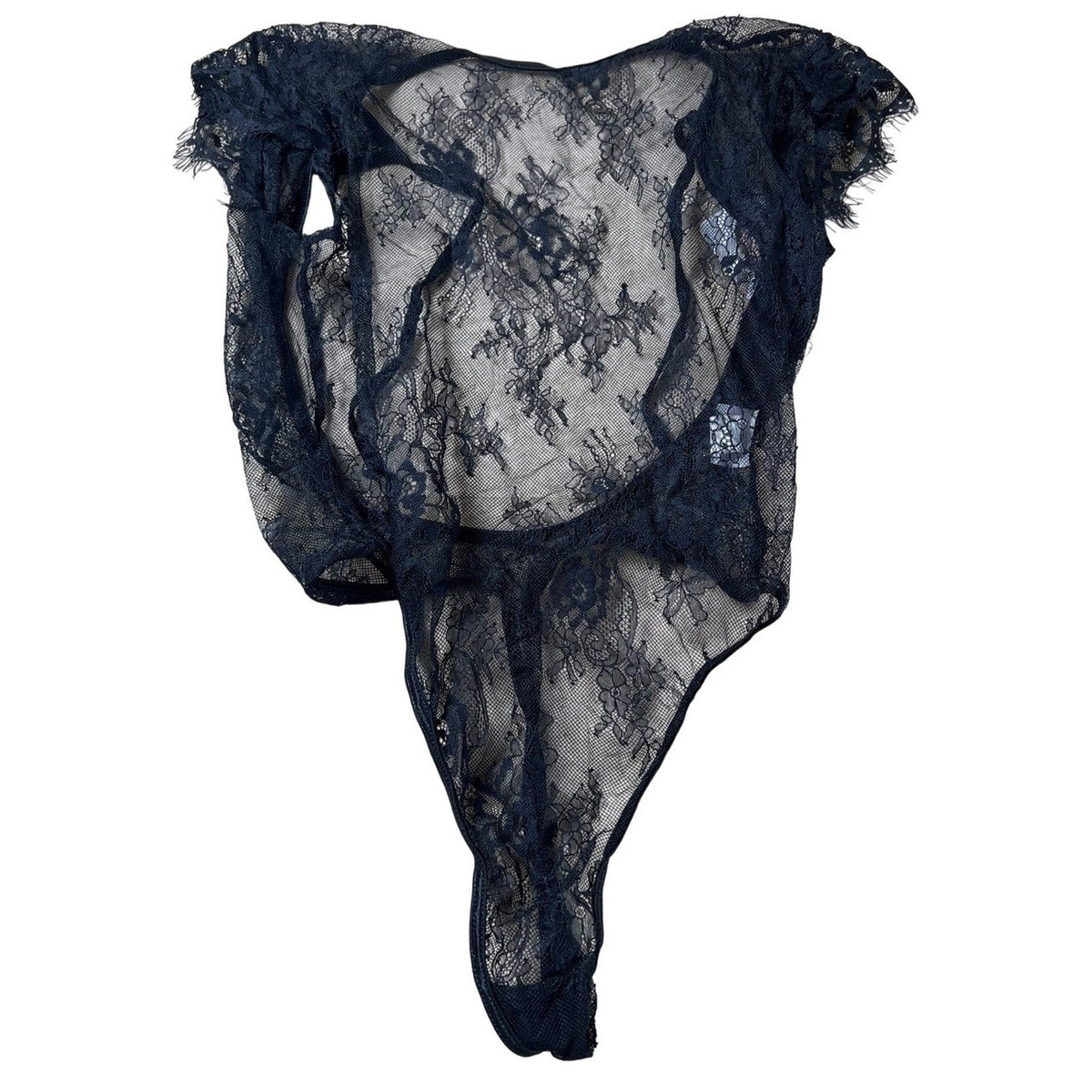 Shirley Teddy Womens S Black Lace Eyelash Sheer High Cut Lingerie Sexy
