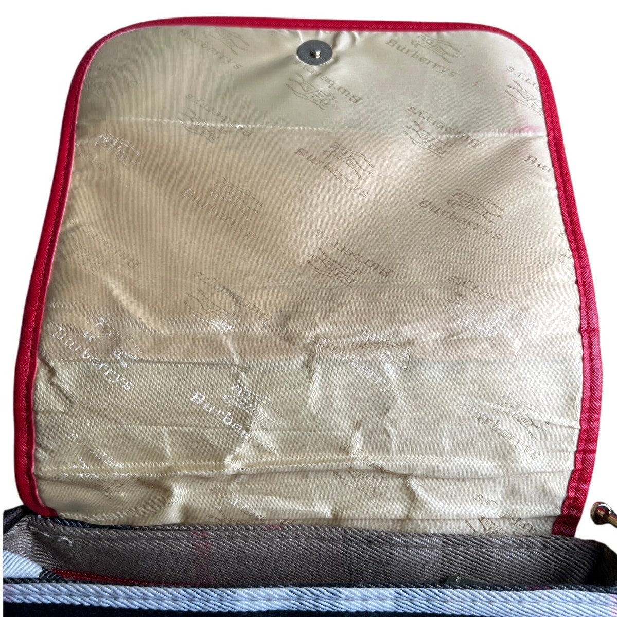 Vintage Burberry Handbag With Red Black And White Striped