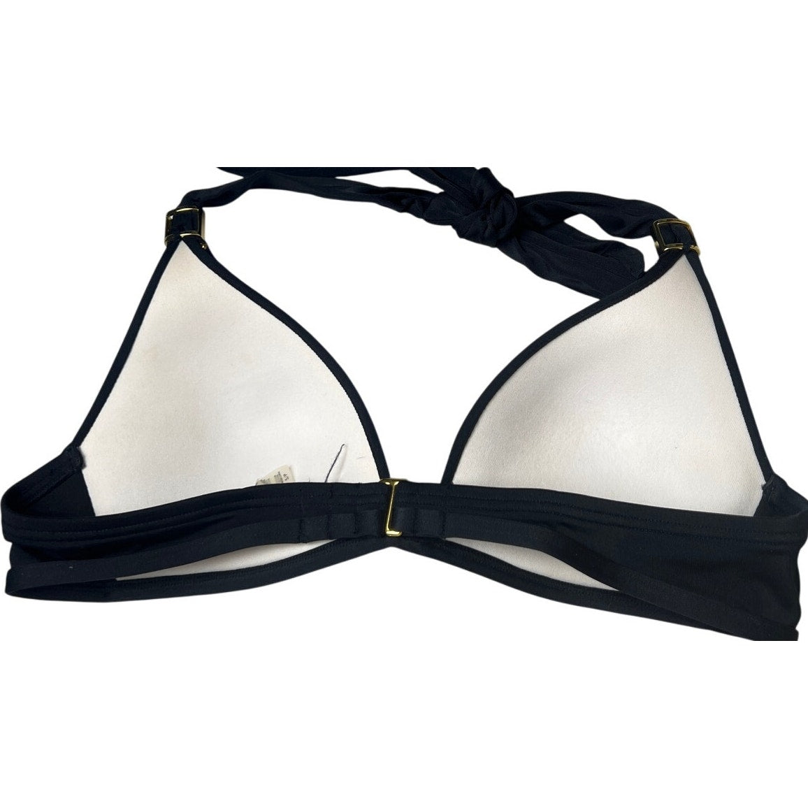 Victoria's Secret Halter Bikini Top White & Black Trim Gold Size Small S