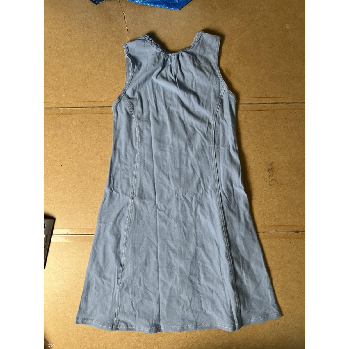 Laura Dress Womens S Blue Tank A-Line High Neck Knee Length Pockets Ruffle
