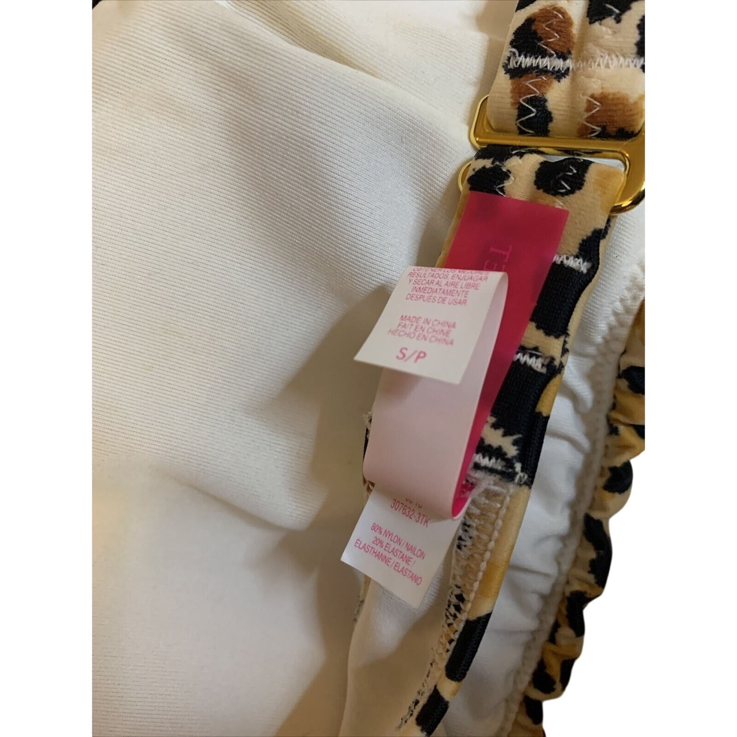 Victoria's Victoria Secret Bikini Top Cheetah Fringe Halter Tie Size Small S EUC