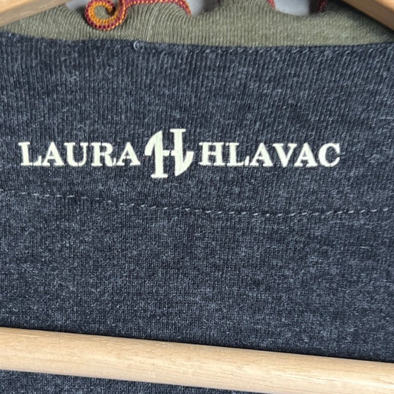 Laura Hlavac Ruffle Duster Sweater Cardigan Sophisticated Long tie front jacket Size M