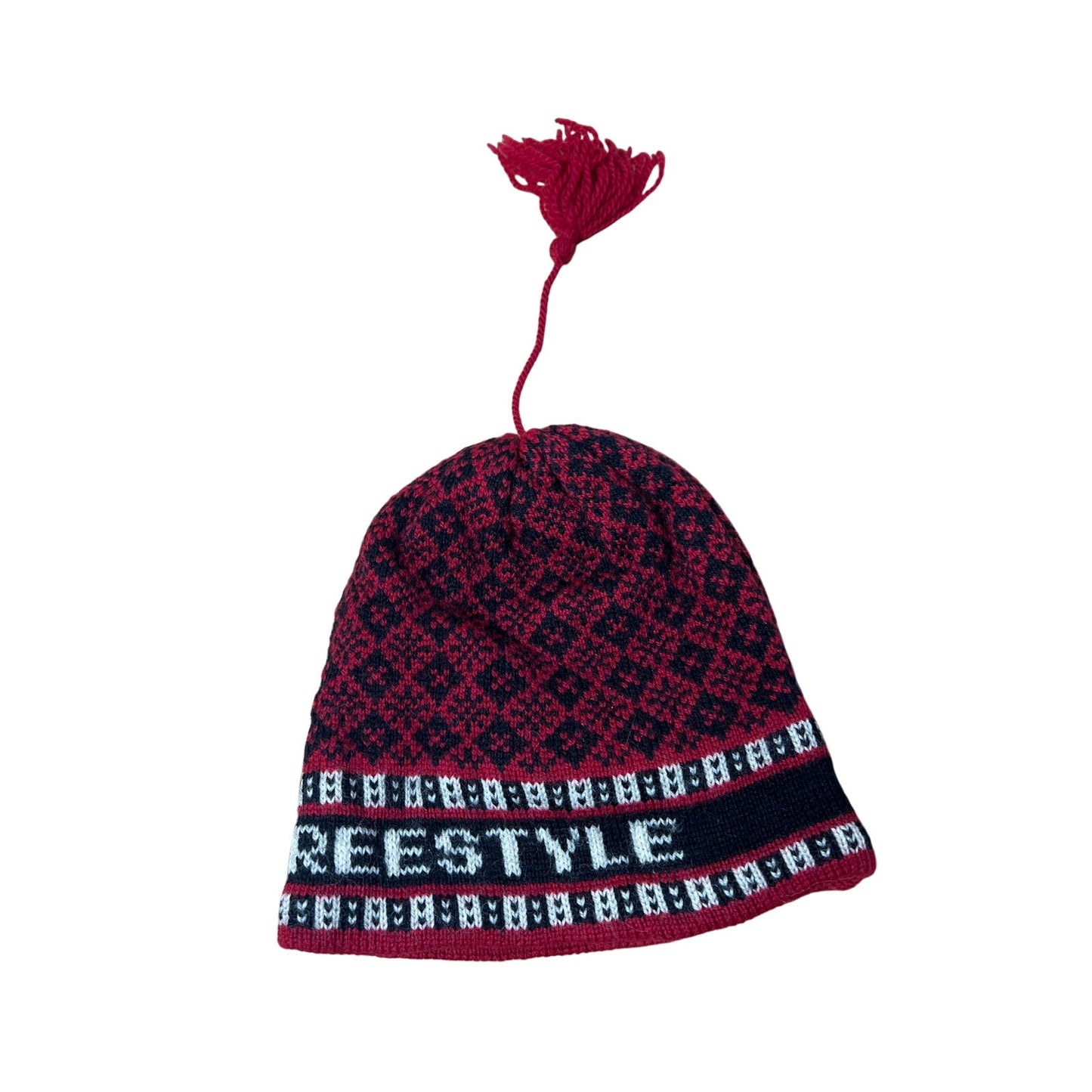 Black Sheep Woolen Red/Black 100% Wool Beanie One Size