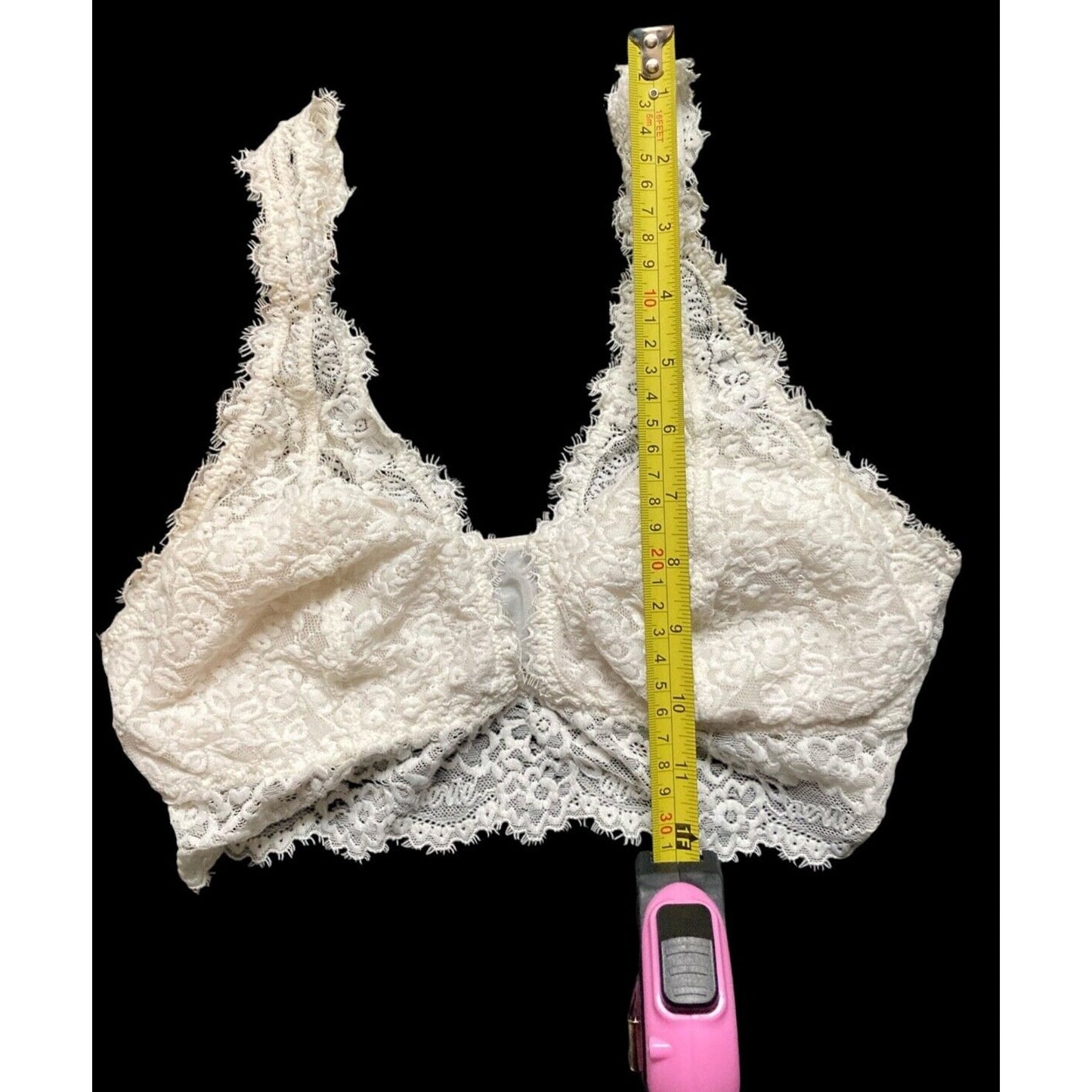 Aerie Eyelash Lace Padded Plunge Bralette Size M/M White